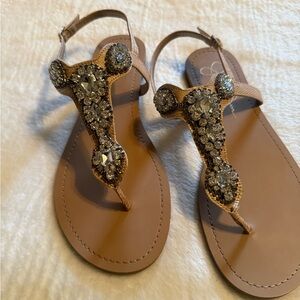 Jessica Simpson Brown Embellished Sandals